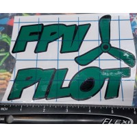 1- PAIR (2pcs) "FPV PILOT” BLACK / GREEN HIGH QUALITY VINYL DECAL 