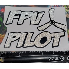 1- PAIR (2pcs) "FPV PILOT” BLACK / SILVER GLITTER HIGH QUALITY GLITTER VINYL DECAL 